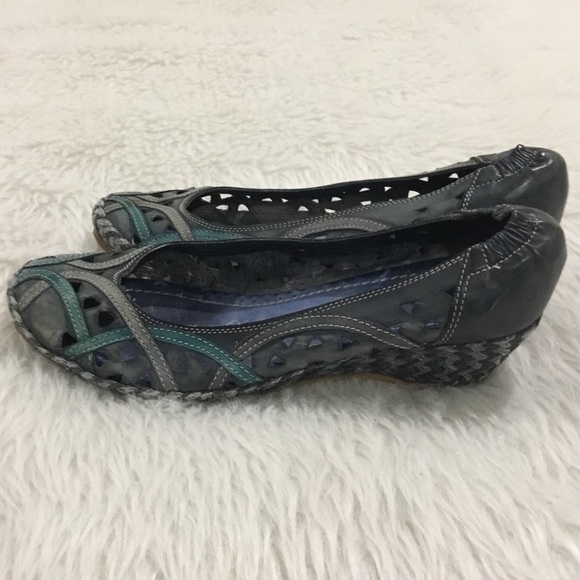 Samoa women’s blue Italian leather slip on platform shoes size 10 - Picture 4 of 8